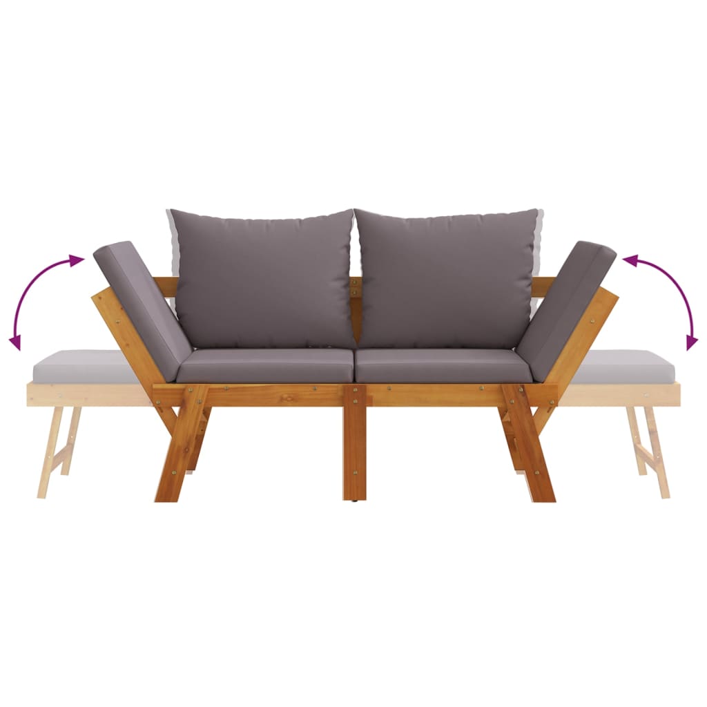 Gartenbank mit Kissen 2-in-1 Massivholz Akazie – Bild 7